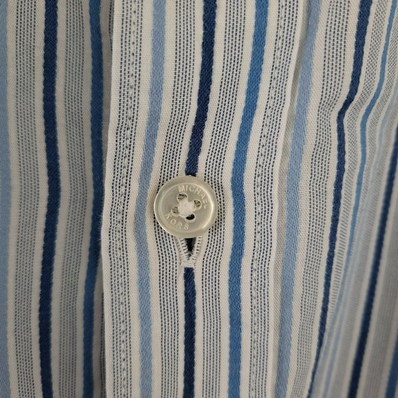 Michael by Michael Kors  Men's Button Down Long Sleeve Shirt Navy Blue White XL - Picture 4 of 8